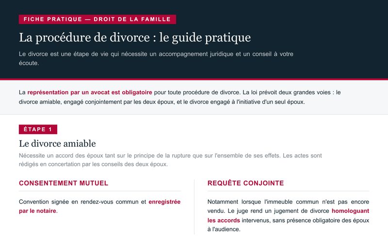 Fiche pratique sur la procédure de divorce du cabinet Lex Valorys, avocats à Rochefort et Surgères